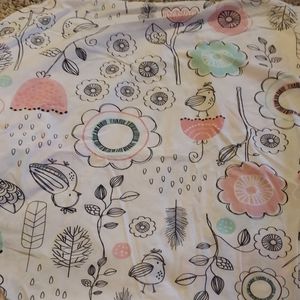 Crib sheet Peach Mint Birds Flowers